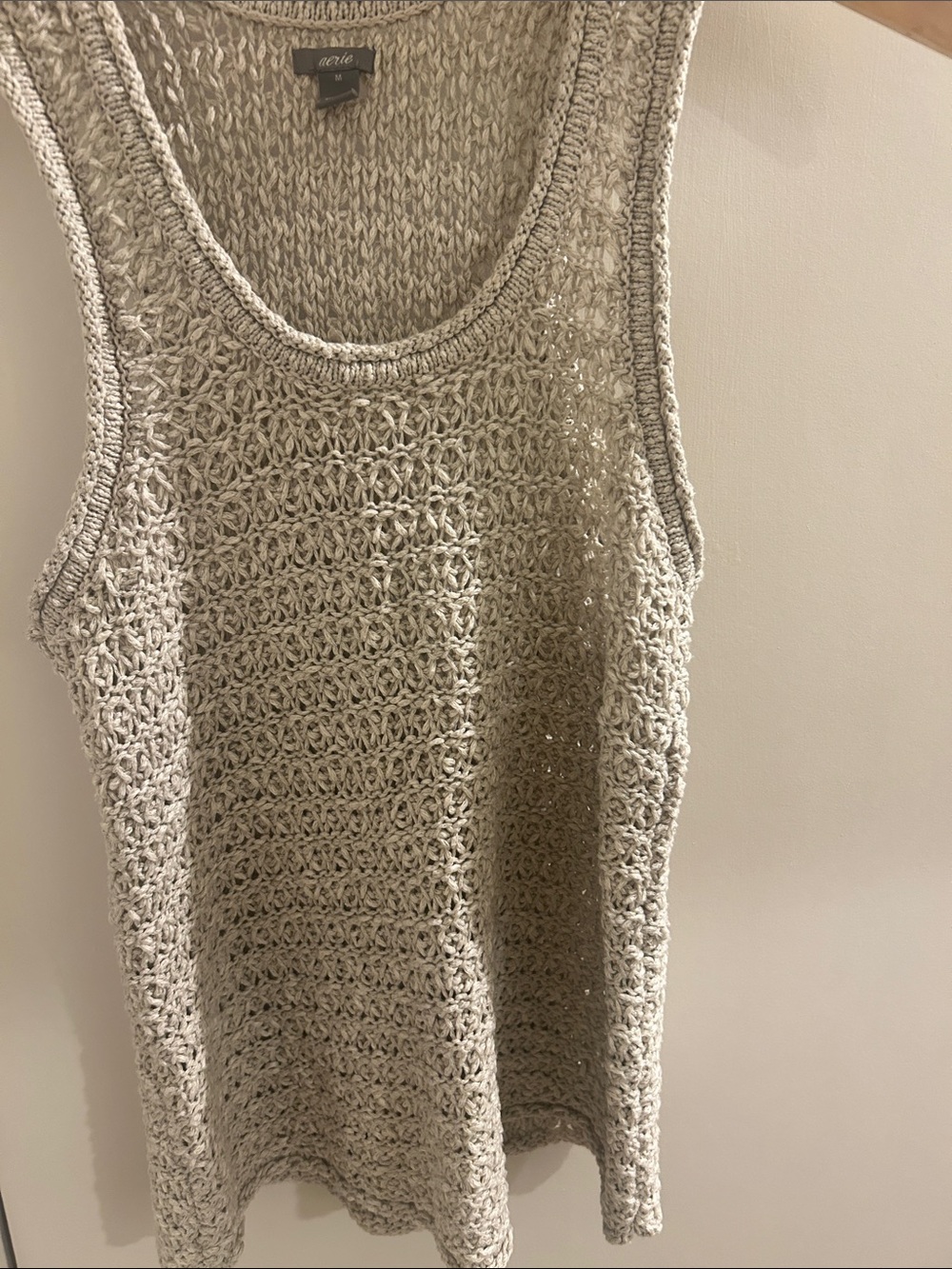 aerie Light Cream Crochet Tank